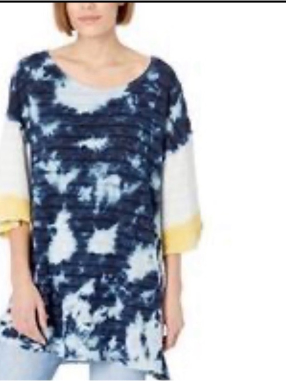 Free People Blue Blue Indigo Combo Tie Dye Tee